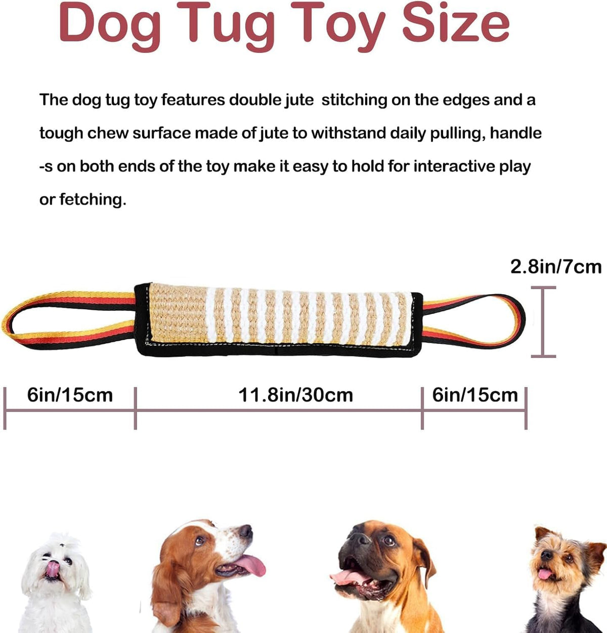 ASOCEA Dog Tug Toy,Bite Jute Pillow Pull Toy Squeaky Dog Toys with Handles – Essentials for Dogs - image 2