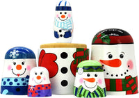 HYCLES Nesting Dolls Russian Matryoshka Wood Stacking Nested Set - ④ white snowman - image 2