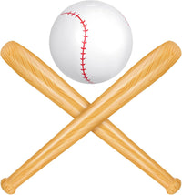 Lewtemi inflatable baseball set with two wood grain bats and one inflatable baseball - view 3