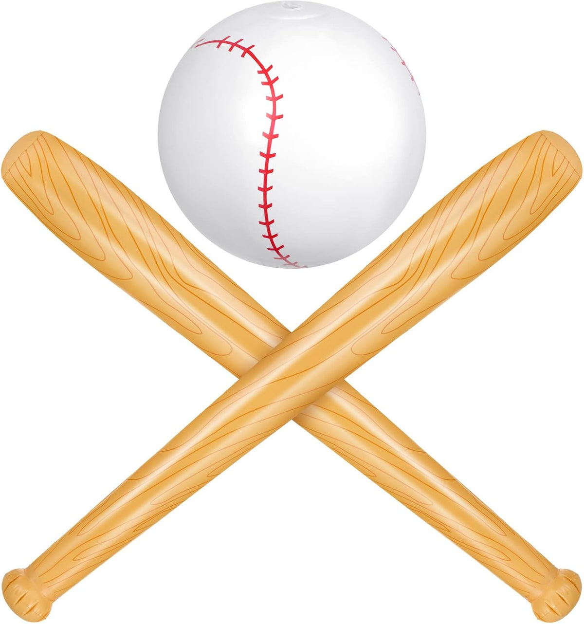 Lewtemi inflatable baseball set with two wood grain bats and one inflatable baseball - view 3