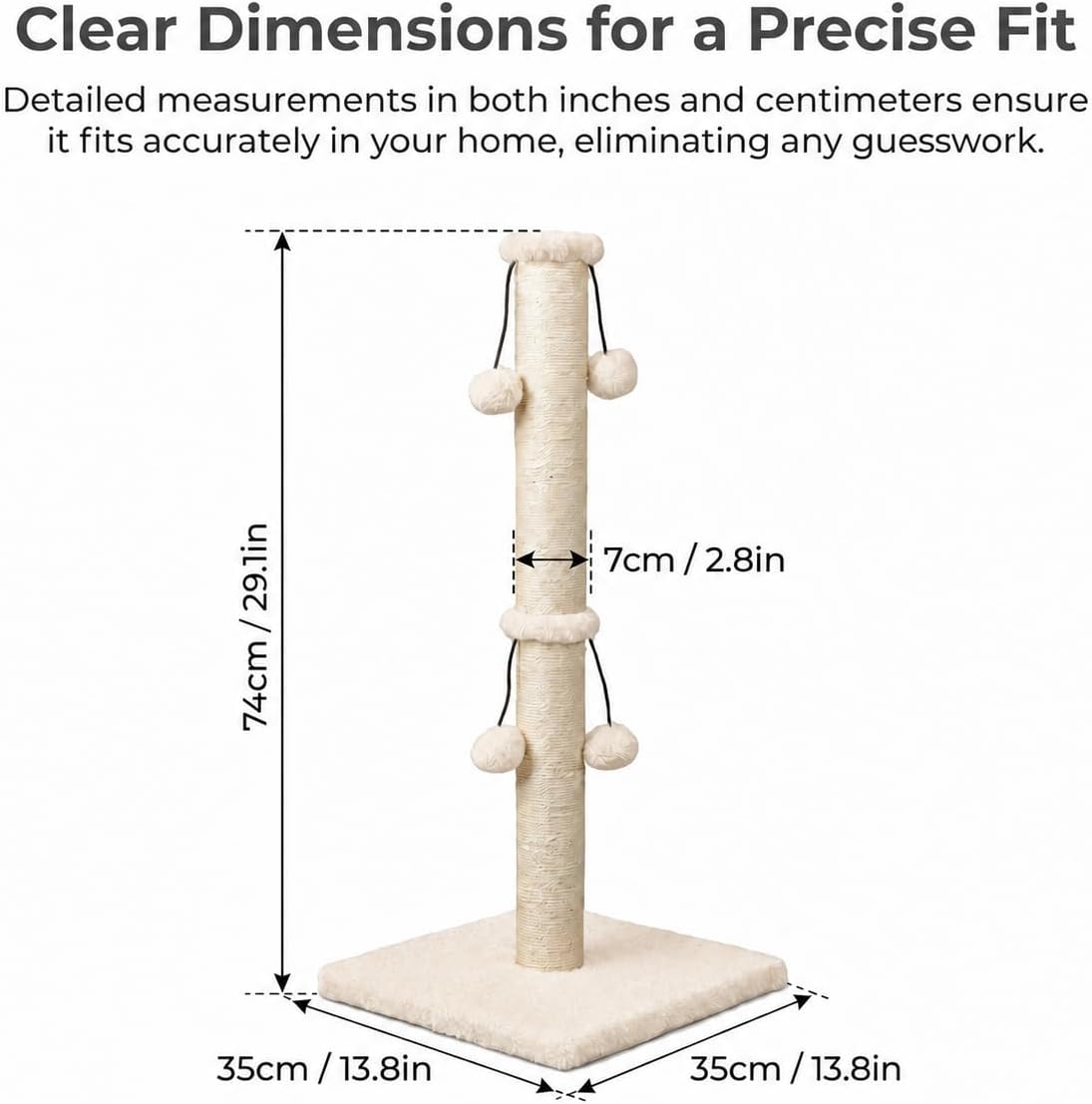 Dimaka 29in Cat Scratching Post - Beige / 29 inches for All Cats - image 2