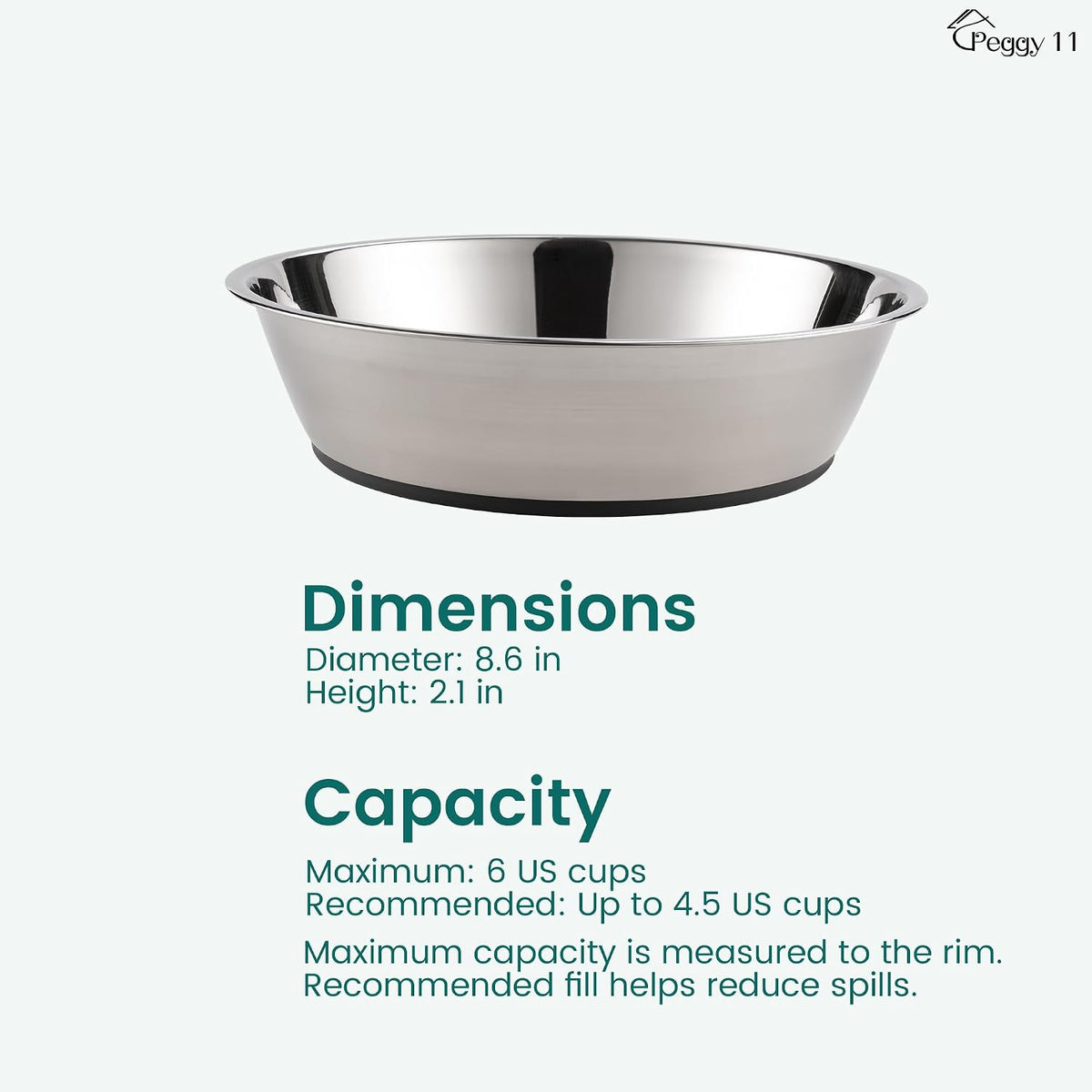 Lightweight Stainless Steel Cat Bowls, 1.8 US Cup Each - Single / 6 Cup - image 2