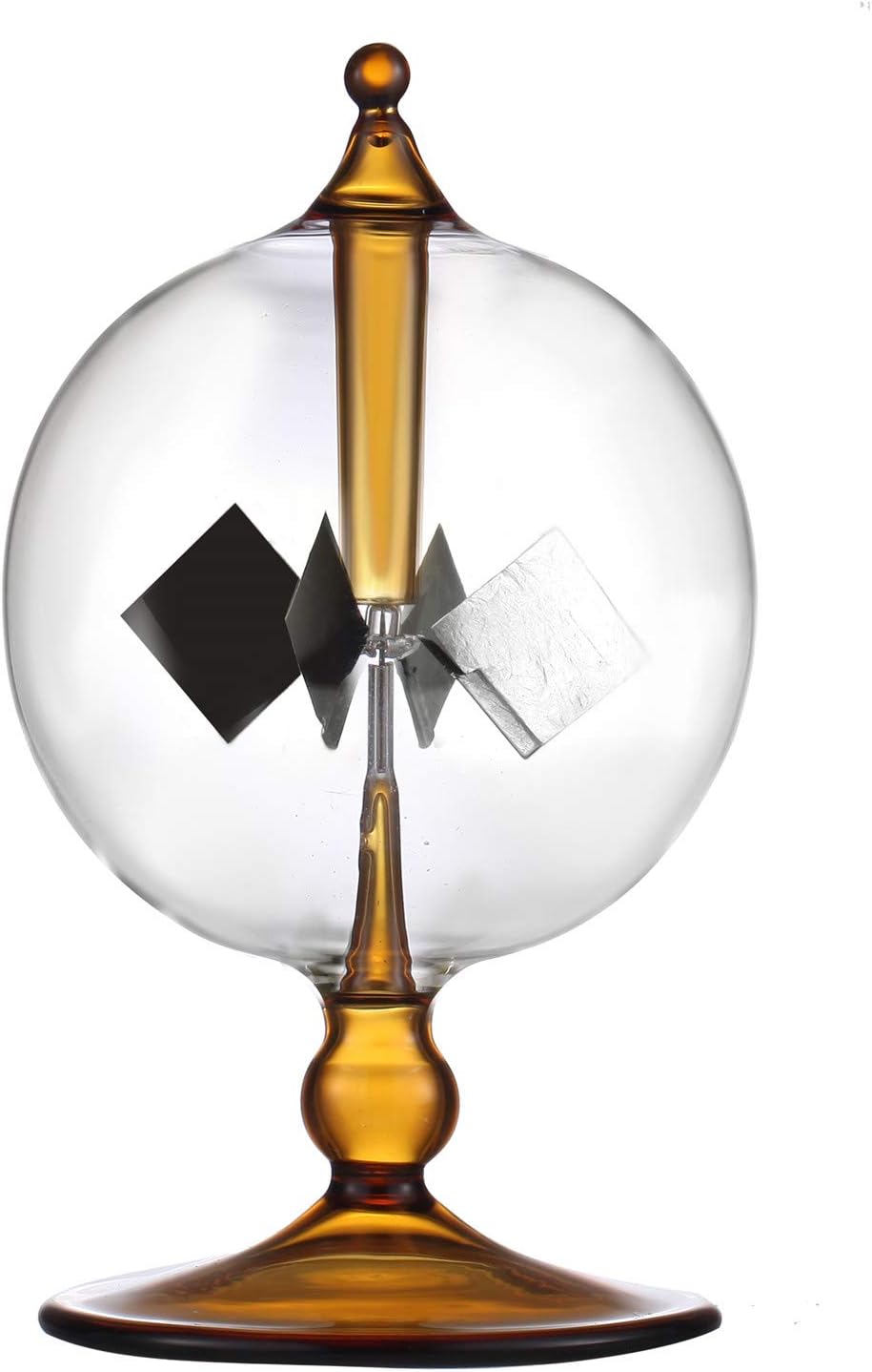 DORAMI orange Crookes radiometer glass bulb with four spinning vanes