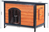 Dog House Outdoor Weatherproof 34.3" L Chew Proof Outside Dog Kennel for Small Medium Dogs with Strong Metal Chew Proof Frame Raised Design