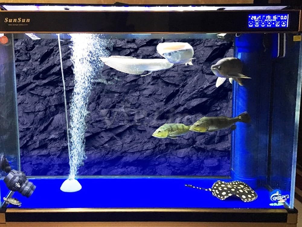 VIP. LINE 3D Effect Black Stone Texture Aquarium Background Poster - 60" x 30"/ 152 x 76cm - image 3