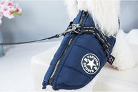 HDKUW Small Dog Jacket, Small Dog Coat Harness Winter Warm Vest Jacket Waterproof Cotton Costume for Puppy Small Dogs (S, Blue)