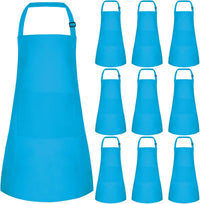 5 Pack Kids Apron Adjustable Children Apron with 2 Pockets Children - Blue / 10