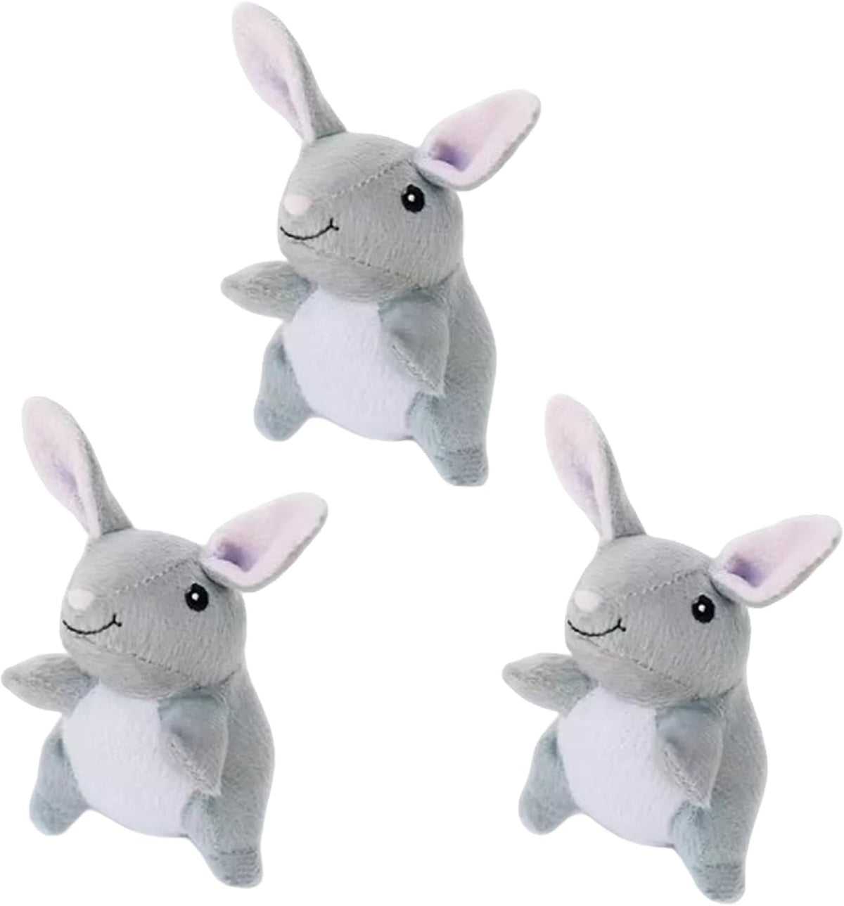 ZippyPaws Burrow Replacement Miniz Squeaky Toy for Enrichment - Bunnies (3-pack)
