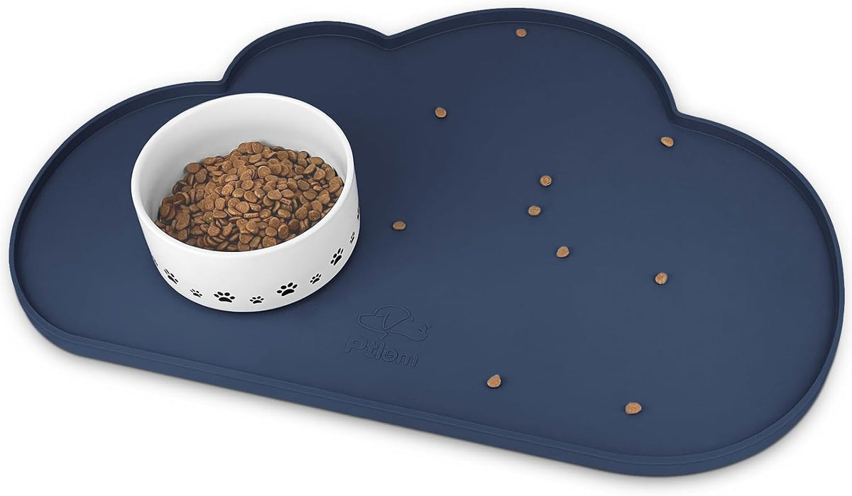 Silicone Pet Placemat for Dogs and Cats - 23.4"L x 15.7"W / Navy Blue