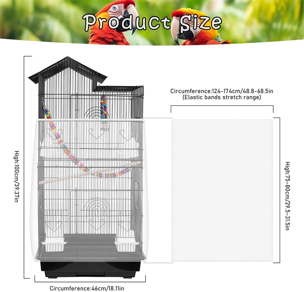 Bird Cage Seed Catcher, Stretchy Mesh Skirt for Parrot Cages - image 2