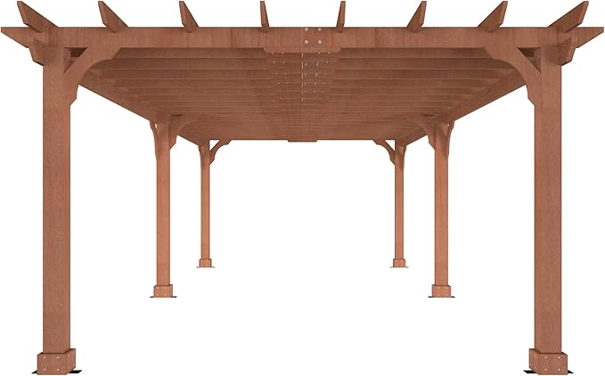 MUPATER 12x24 FT Wooden Pergola, All Cedar Wood Pergola Kit with Stakes, Quality Supported Structure, All-Season Durability, Snow and Wind Supported, Outdoor Shade for Backyard, Deck, Lawn, Patio