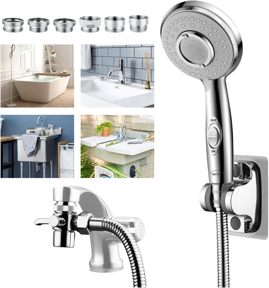 Shower Head Hose Sink Tub Faucet Attachment - Silver A