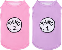 CuteBone Dog Shirts 2-Pack Soft Pet Clothes Breathable Summer Vest - Large / Girl thing 1 thing 2