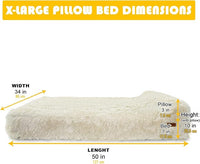 KOPEKS Orthopedic Memory Foam Dog Bed 7" Inch Thick Extra Large Dog Bed with Pillow Fluffy Brown 50"x34"x10" Includes Waterproof Liner & Durable Removable Cover with Smart Design