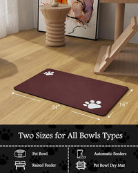 Pet Feeding Mat-Absorbent Dog Mat for Food and Water Bowl-No Stains Quick Dry Water Dispenser Mat-Dog Accessories Pet Supplies-Bowl for Messy Drinkers（RED,16"x24"