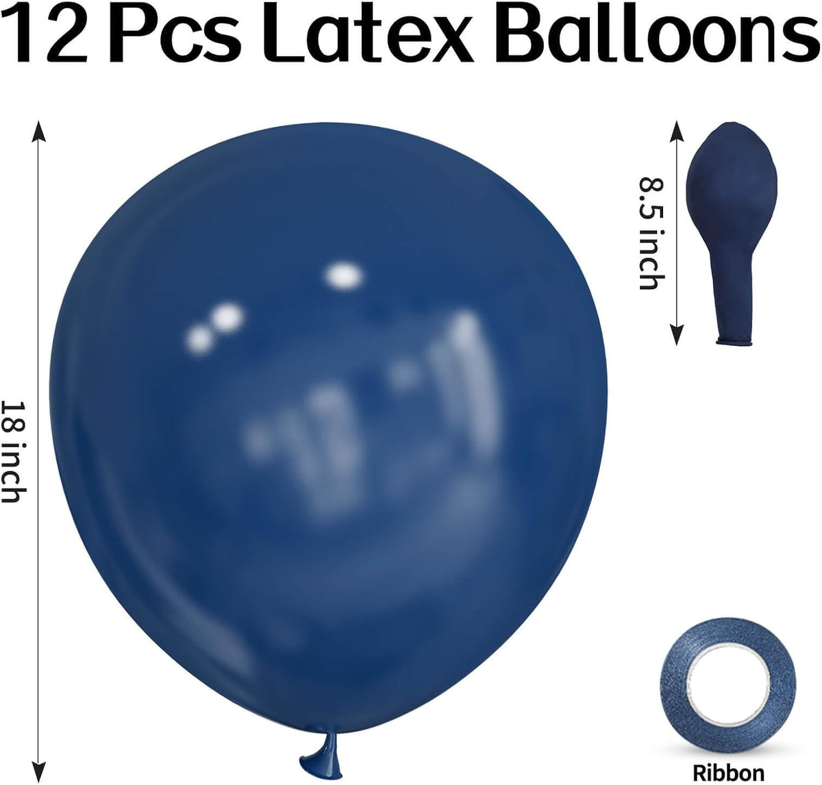 ASIYUHY Red Balloons 18 Inch 12 Pack Large Latex Party Balloons – Fun for Kids & Family - Navy Blue Balloons - image 2