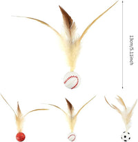 6 Pcs Feather Ball Cat Toy,Interactive Feather Bouncy Ball Toy Set for Cats,Mini and Elastic,Suitable for Pets to Play Indoors and Outdoors