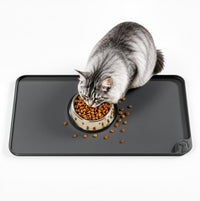 Silicone Pet Feeding Mats, 24''x16'' Large Size, Waterproof - Gray / 19"L x 12"W