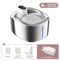 4L Wireless Cat Water Fountain - Auto Sensor Pet Drinking Fountain with Battery | Stainless Steel Cordless Water Dispenser for Dogs & Cats - BIG FRENCHIES