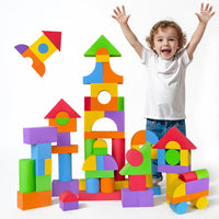 Pairez Toys 36 piece large soft foam stacking blocks for toddlers in six colors