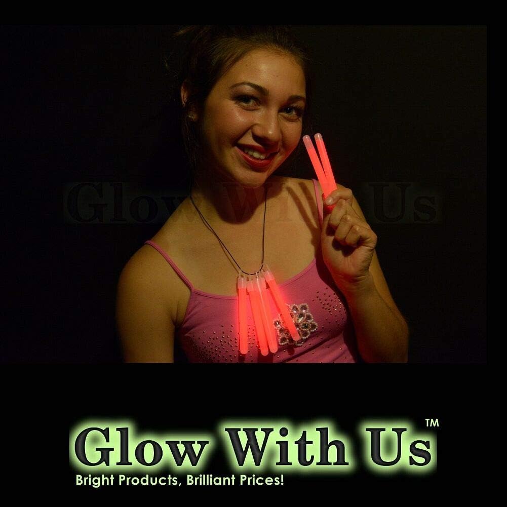 Glow With Us 50 pack of 4 inch orange glow sticks with necklace strings - view 14