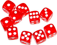 SmartDealsPro 10-Pack D6 Six Sided 16mm Transparent Dice Die for DND - Red Translucent