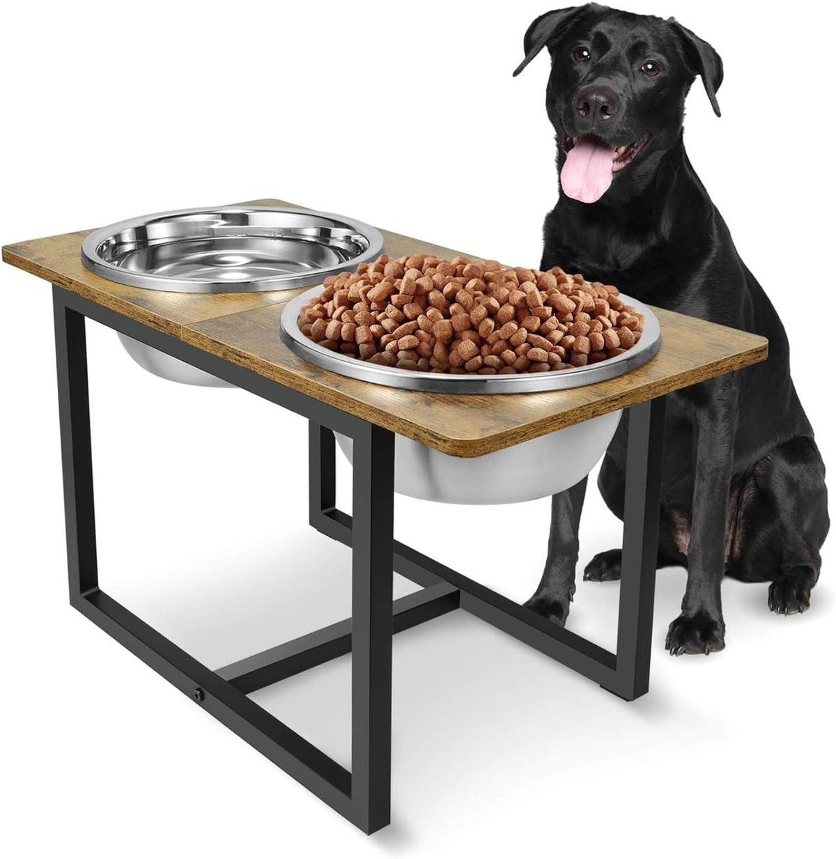 Spacnom Elevated Dog Bowls - Rustic Brown