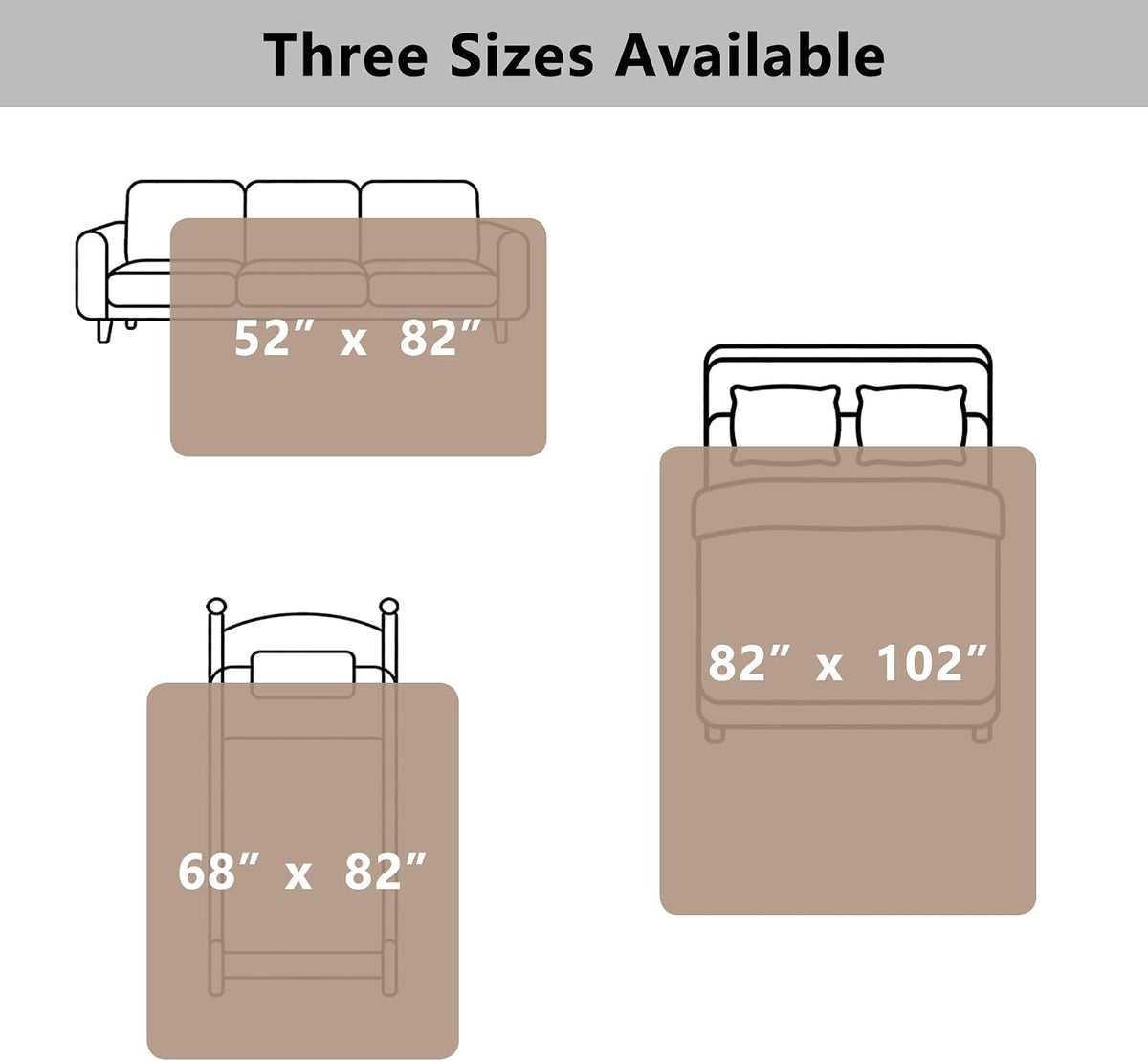 Waterproof Couch Cover, Washable Dog & Pet Furniture Protector - Cream+khaki / 68x82 Inches - image 4