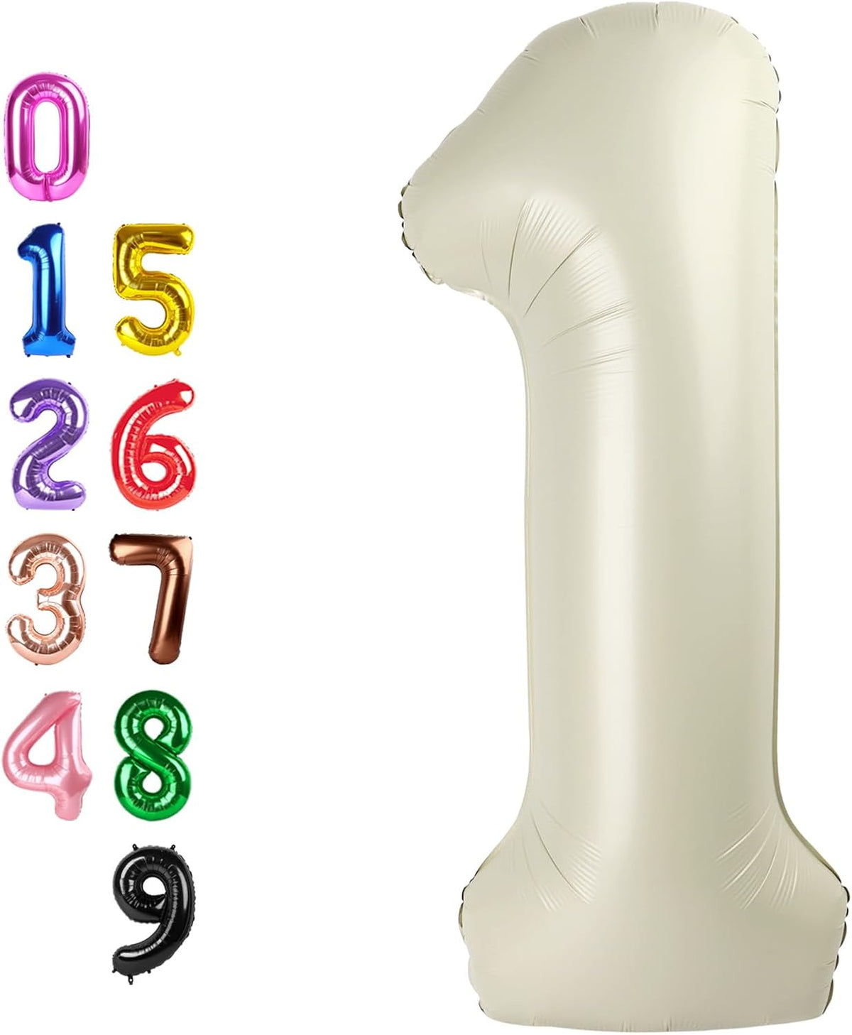 Number Balloons Blue 7 Balloon Numbers 40 inch for 7th Birthday - Cream / Number 1