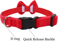 Dog Collar with Bowtie Soft Velvet Material with Quick Release Buckle - L / Red - image 2