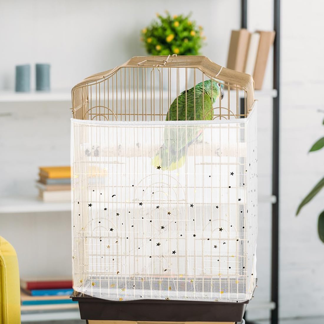 Bird Cage Seed Catcher, Seed Catcher Guard Net Cover - Star-white / 15.7" x87" - image 2