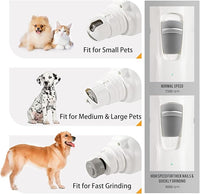 Pet Nail Grinder with LED Light & 2 Grinding Heads, 2-Speed Low Noise & More Powerful Dog Nail Grinder, Pet Nail Trimmer File, Painless Paw Claw Care, Quiet Toenail Grooming Tool for L/M/S Dogs/Cats