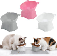 3 Pcs Raised Cat Bowl 15° Elevated Cat Food Bowl Tilted Cats Bowls - Pink, Grey, White
