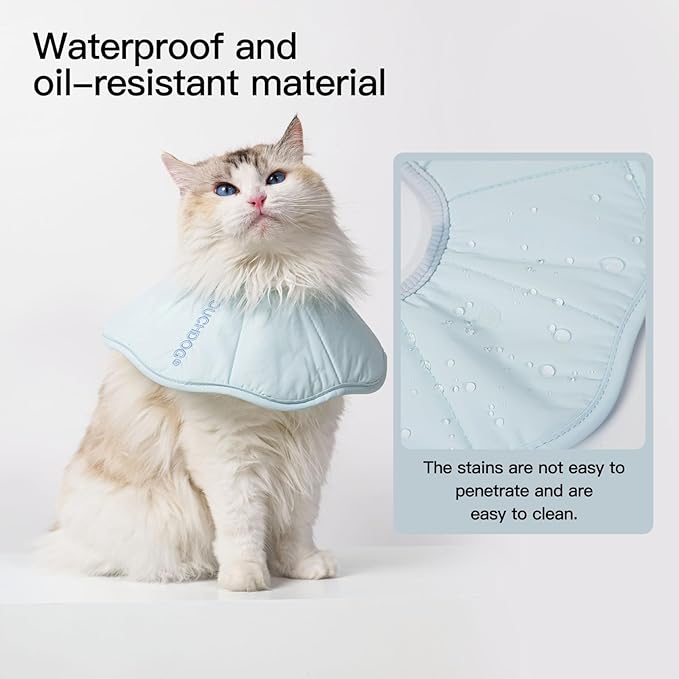 Touchdog Foldable Dog Cone Collar for Cats & Dogs - Adjustable Soft Recovery Collar with Waterproof PU Coating, Lightweight Design, 24.5cm/9.6in Wide Barrier (Blue, L)