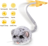 Migipaws Interactive MigiMouse Cat Toy 360° Rolling & Spin with Mesh - Long-Grey - image 4