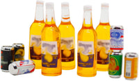 Hiawbon 11 piece miniature beer bottles and cans for 1:12 dollhouse