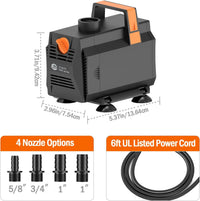 AquaMiracle 600GPH Aquarium Water Pumps Fountain Pump Pond Pump - 880GPH - image 2