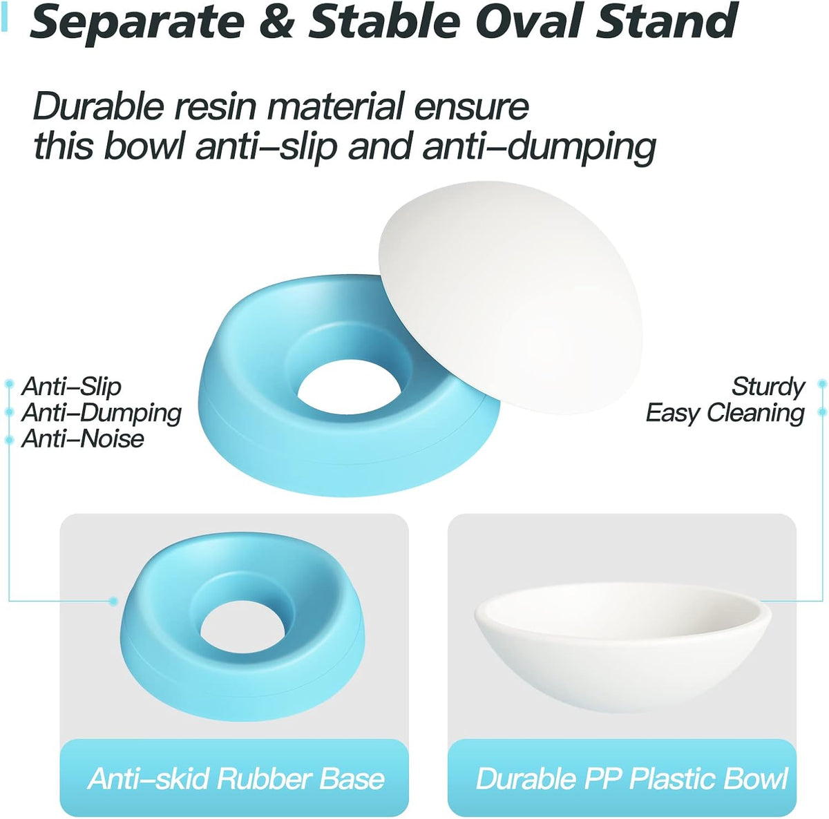 17 oz Raised Cat Food Bowls, Adjustable-Angle Pet Bowls - Milky White, Light Blue - image 2