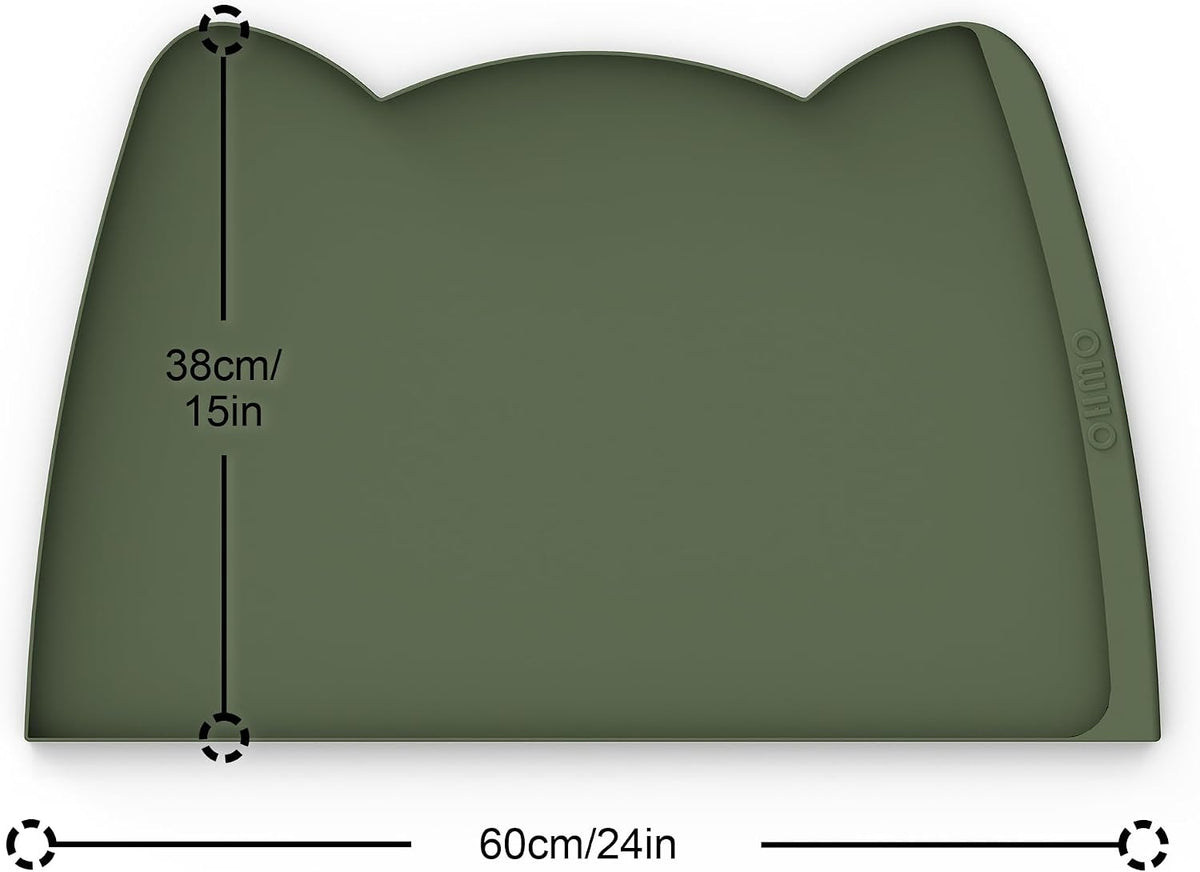 OHMO Cat Food Mat, Silicone Pet Feeding Mat, 18x9.8 - 24"L x 15"W / Camouflage Green - image 2