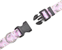Mercano Adjustable Dog Collar - Special Design Patterns, Soft Nylon Comfortable Durable Pet Collar for Small Medium Large Dogs (S, Pink White Flower)