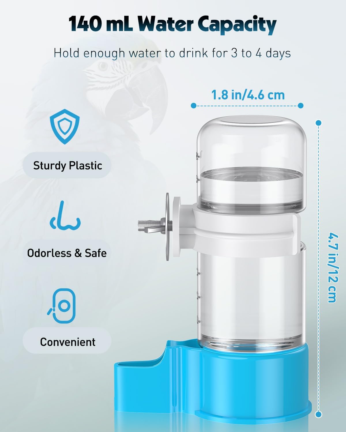 Pawfly 2 Pcs Bird Water Dispenser, Automatic Water Feeder - 1 PC / Blue - image 2