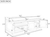 Storage Bench with 4 Doors and Adjustable Shelves, Shoe Bench with Removable Cushion for Living Room, Entryway 42.7" L x 16" W x 17.4" H (White)