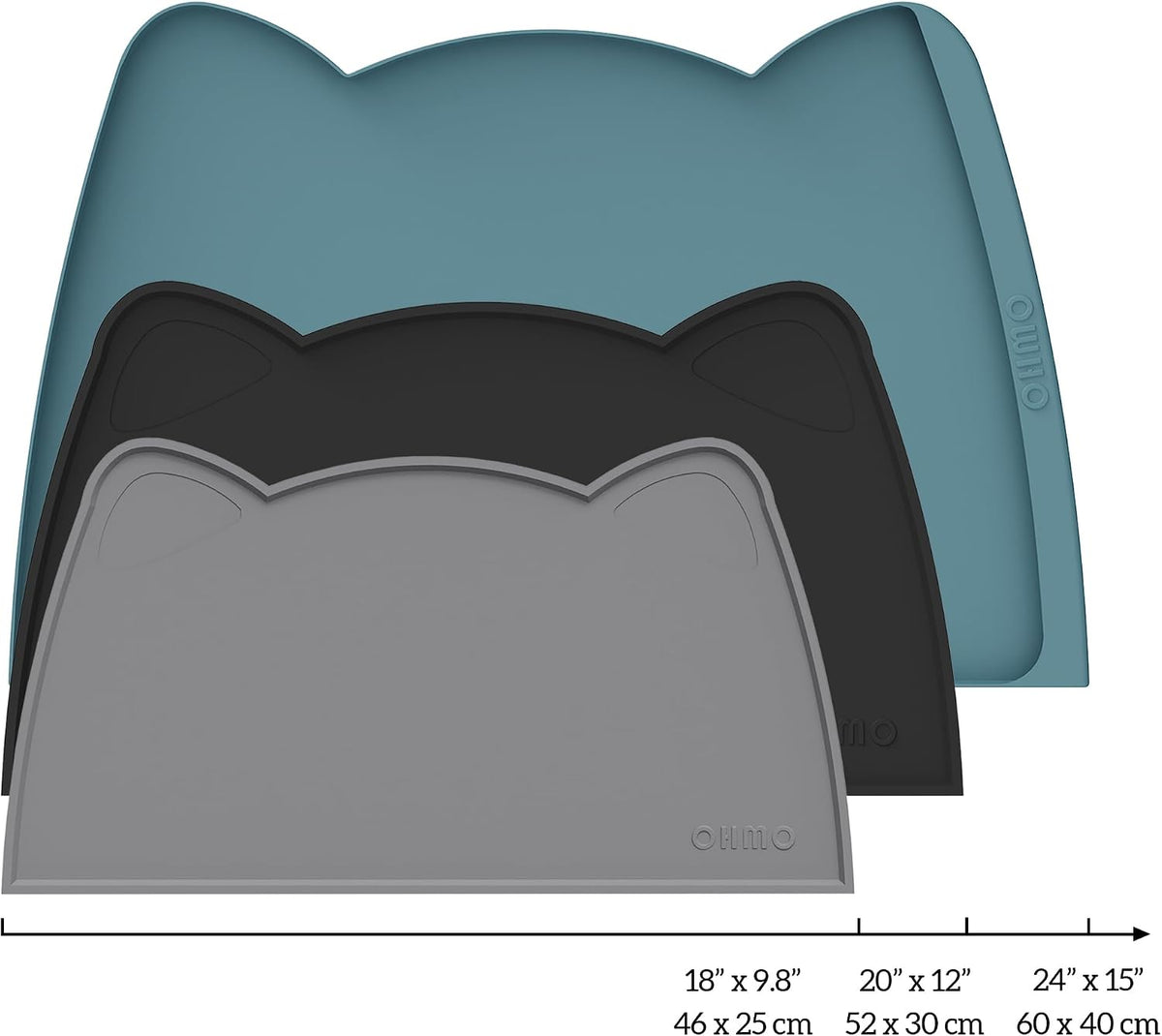 OHMO Cat Food Mat, Silicone Pet Feeding Mat, 18x9.8 - 18"L x 10"W / Dark Grey - image 2