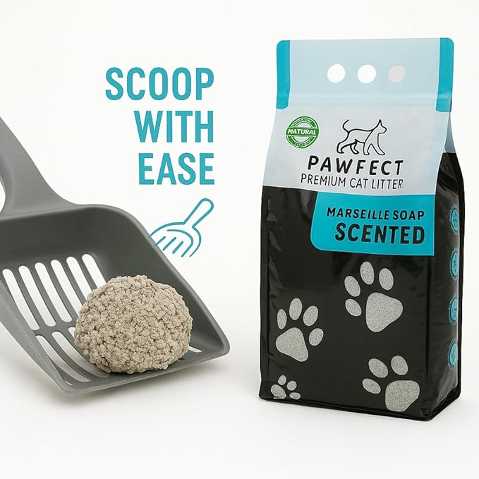 Marseille Soap Scented Cat Litter – 17.2 lb / 9L, Fast Clumping, Natural Odor Absorption, Lightweight Formula, Made with Turkish White Bentonite