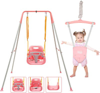 FUNLIO 2 in 1 Baby Jumper and Swing with 4 Sandbags - Pink