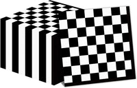 100 Pack Black and White Checkered Flag Party Napkins Disposable Race - 100 / Black and White Checkered