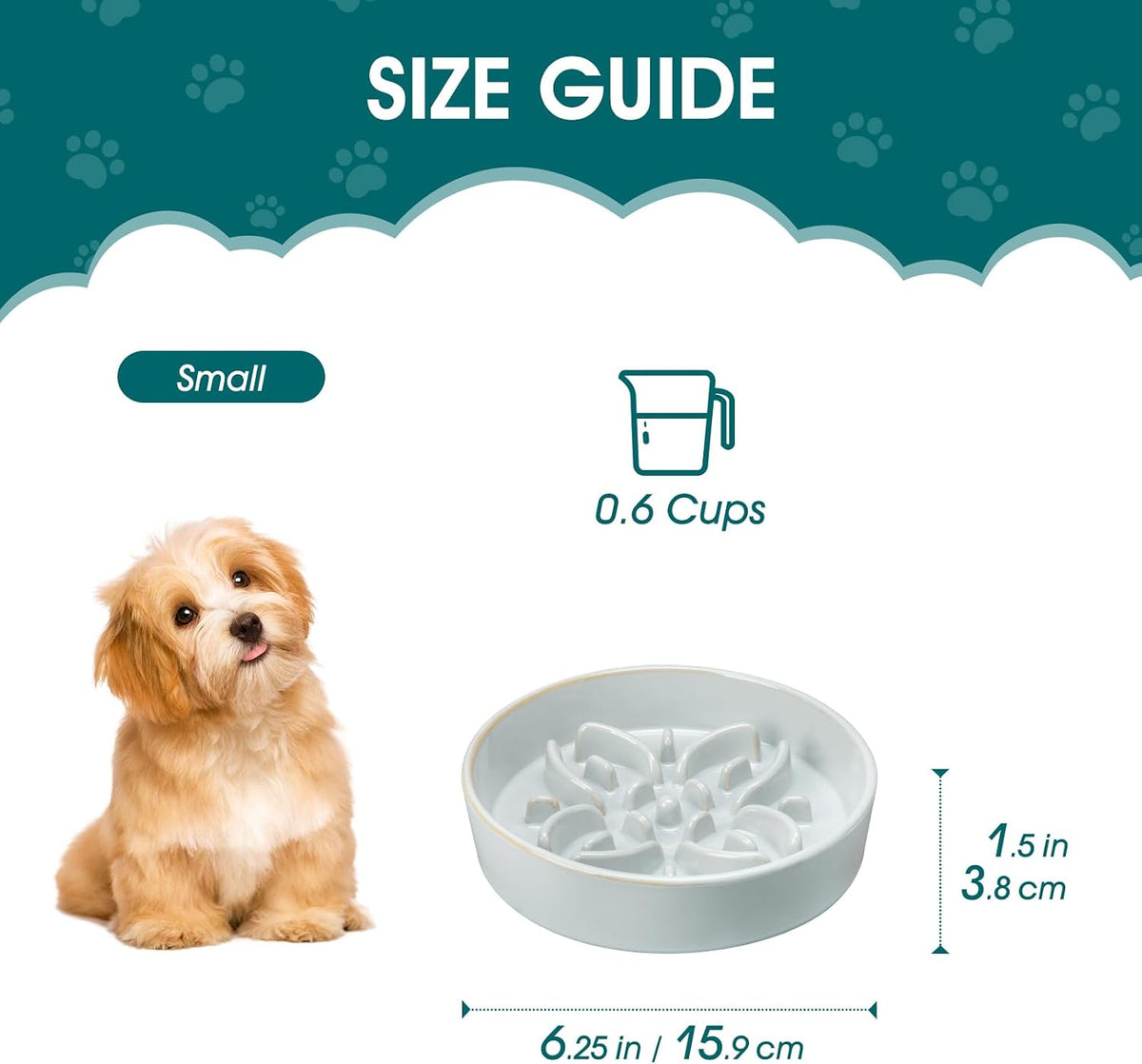 vancasso Ceramic Slow Feeder Dog Bowls - S-0.6 Cups / Grayish Cyan - image 2
