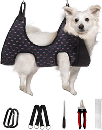 Supet Dog Grooming Hammock for Nail Trimming - M( Max 48 Lb:Leg space: 6.3"-13.5") / Blackcurrant
