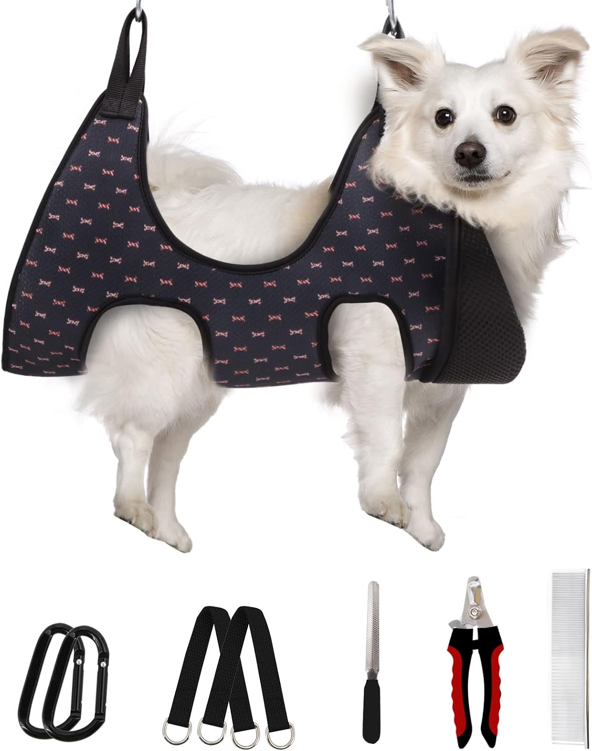 Supet Dog Grooming Hammock for Nail Trimming - M( Max 48 Lb:Leg space: 6.3"-13.5") / Blackcurrant