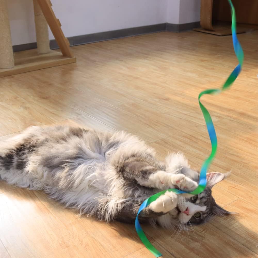 LASOCUHOO Interactive Cat Wand Toys Interactive Cat Teaser Wand - Greenrainbow - image 3